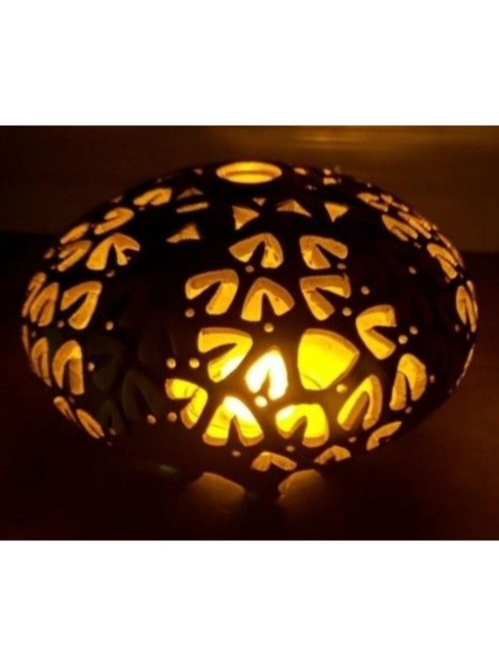Studio Pottery Candle Tea Light Holder Floral Cutouts Clay Signed Jerry Conrad